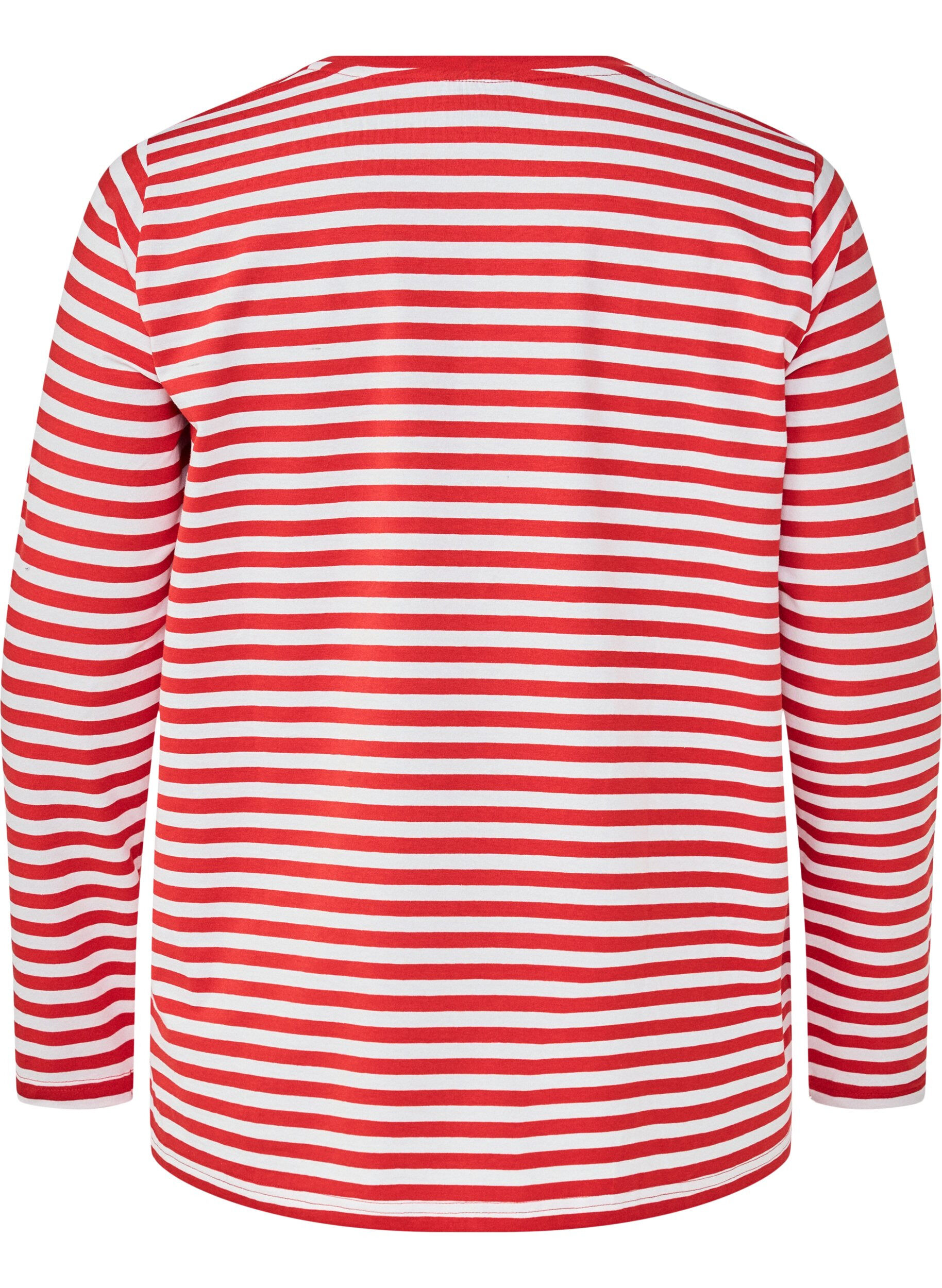 Bluse med striber og motiv