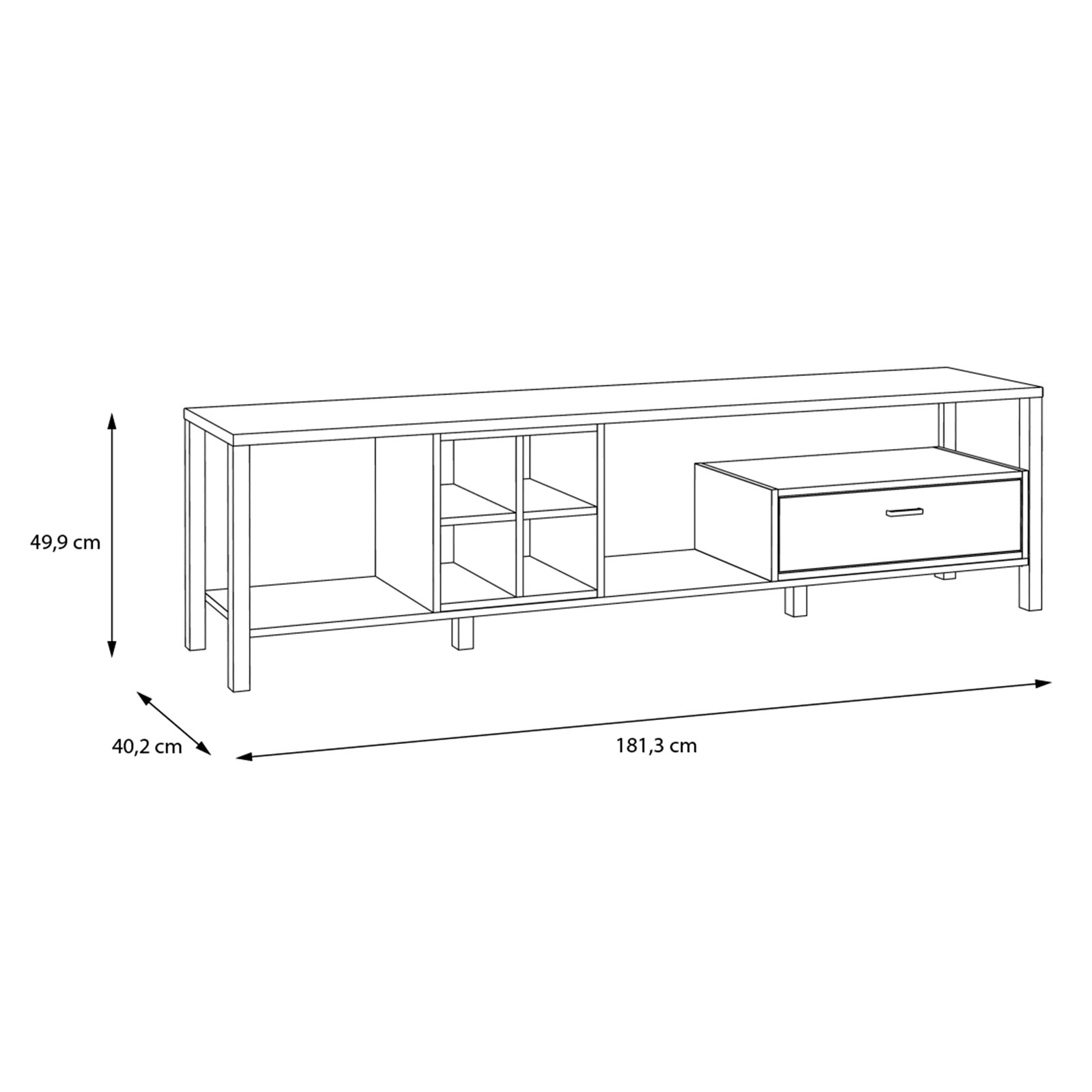 TV-Unterschrank - Riviera Eiche - schwarz - 181 cm breit
