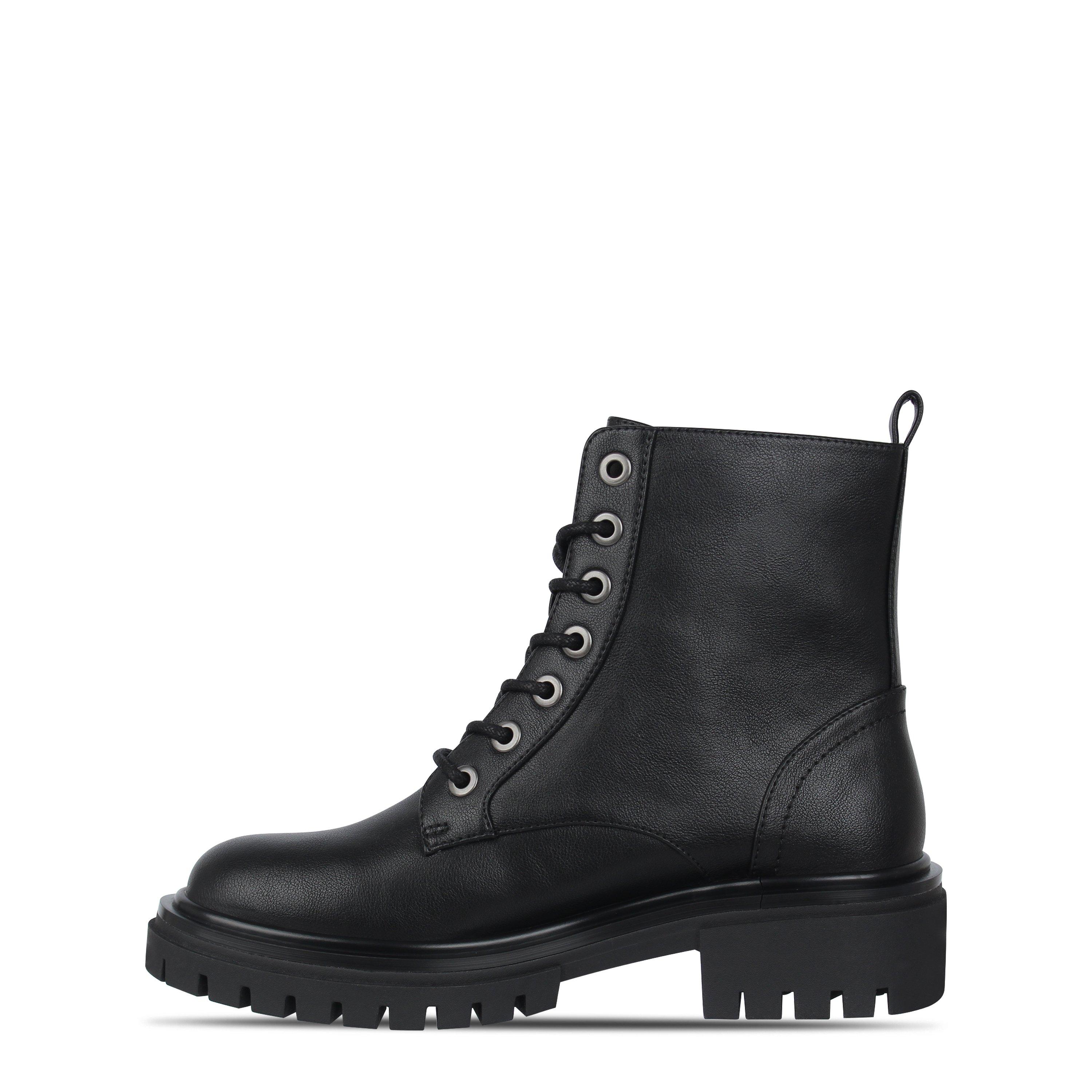 I Saw It First ISAWITFIRST Lace Up Faux Leather Boots