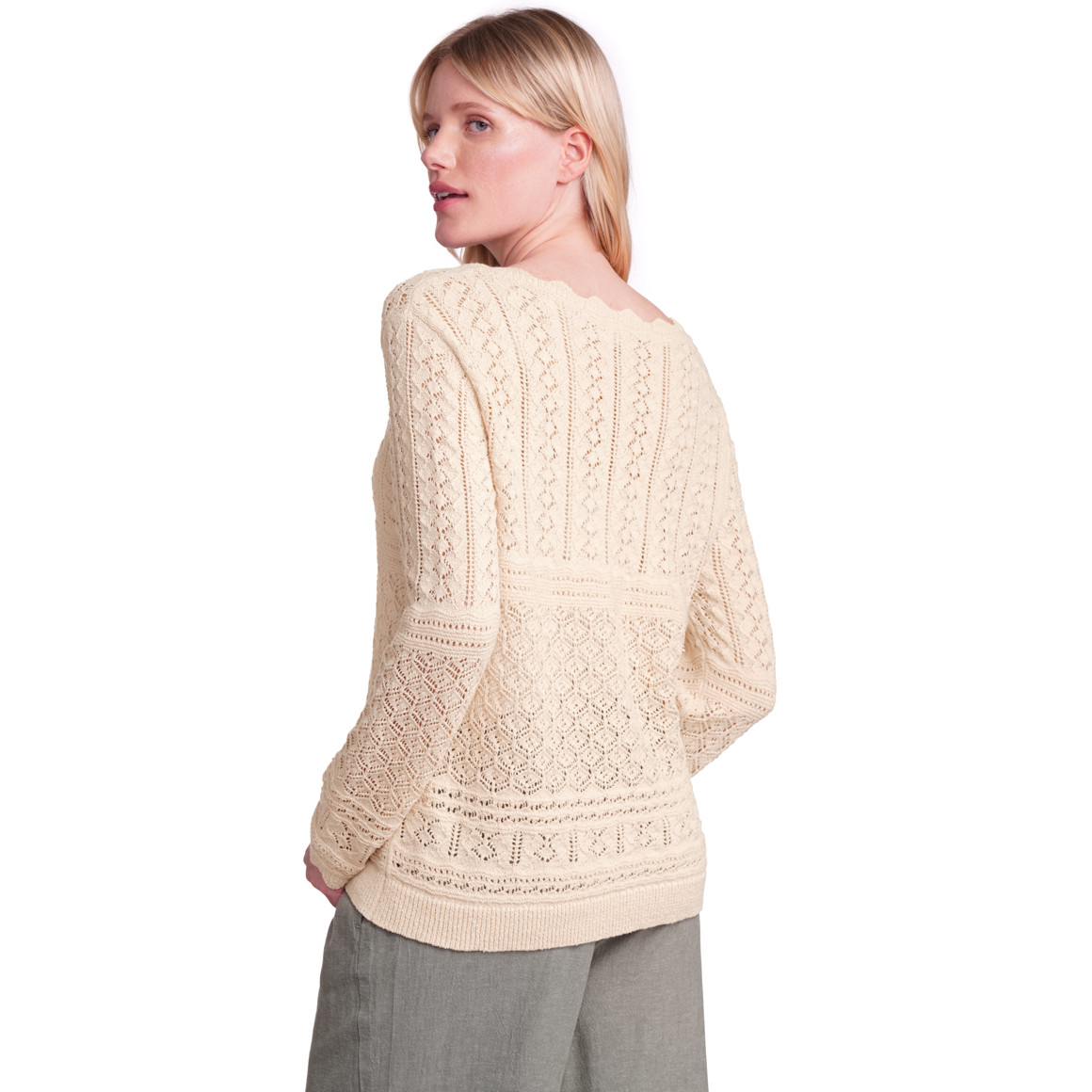 Gina Benotti Damen Strickjacke in Ajour-Optik beige