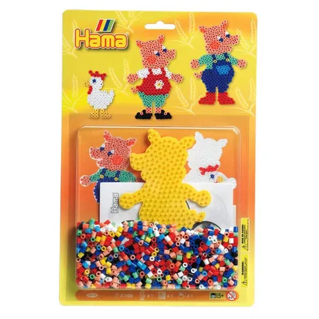 Hama Bügelperlen Midi Set Schweinchen, 1100 Stück