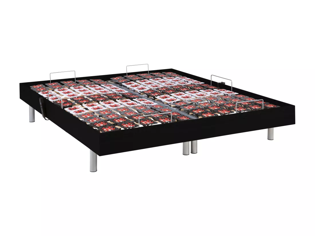 Sommier électrique de relaxation déco 2x48 plots - 2 x 70 x 190 cm - Noir - NAFURI de YSMÉE