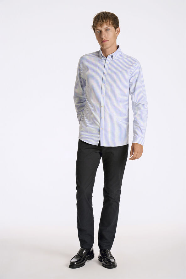 Lindbergh Striped superflex oxford L/S Blå