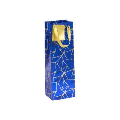 Clairefontaine Premium - Sac cadeau pour bouteille - 12,5 x 9,5 x 38 cm - bleu métallique, or