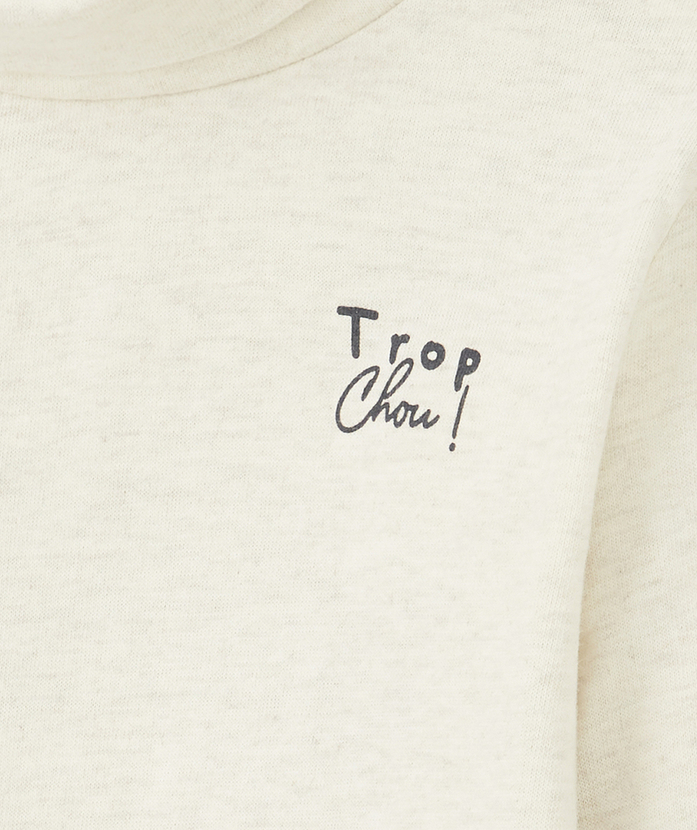 SOUS PULL COL ROULÉ GRIS CHINÉ BÉBÉ GARÇON AVEC MESSAGE
