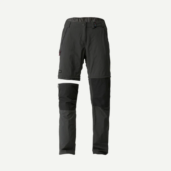Decathlon Forclaz - Calça de caminhada feminina Forclaz MT100 2 em 1 com zíper