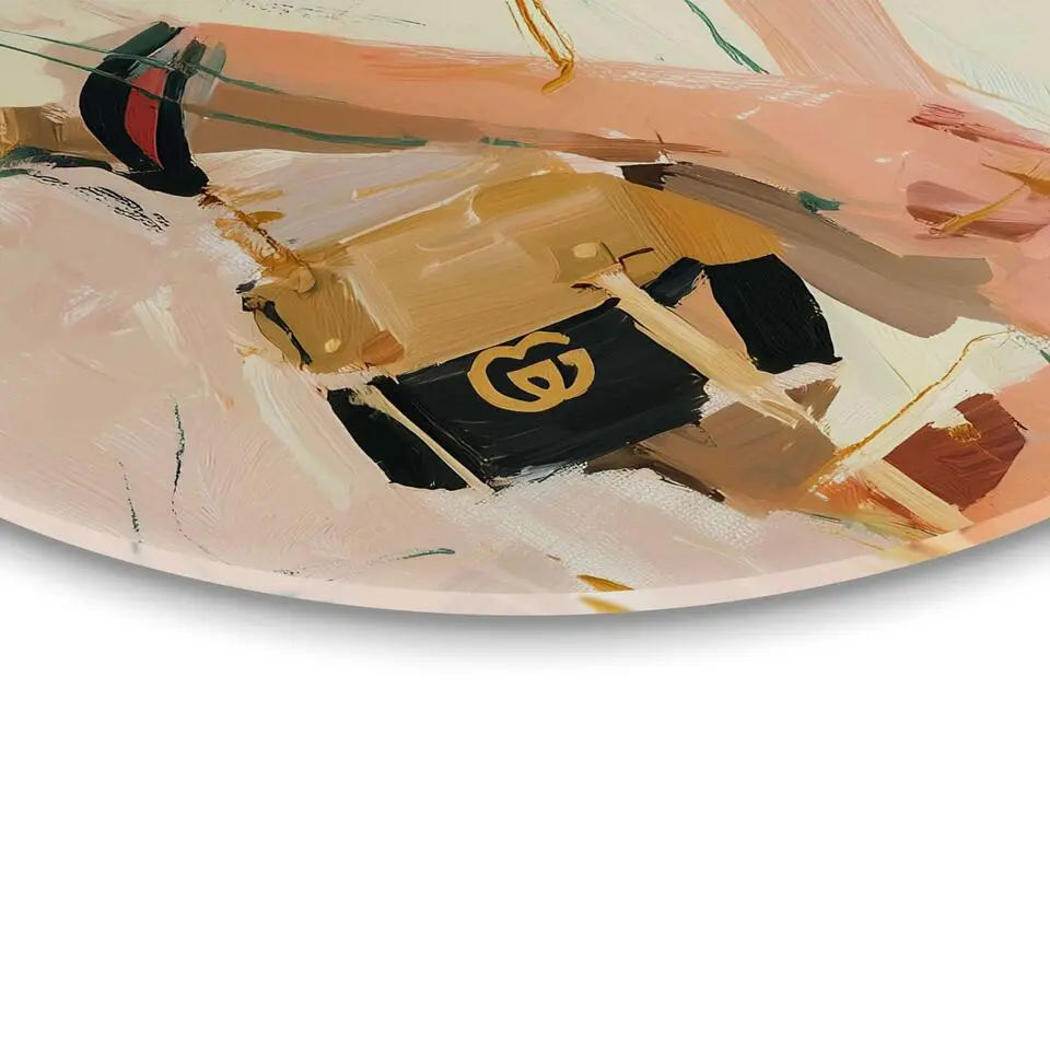 Glasschilderij Italiaanse looks - Ø 50cm - Beige