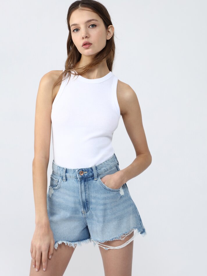 Shorts jeans rasgados - Índigo