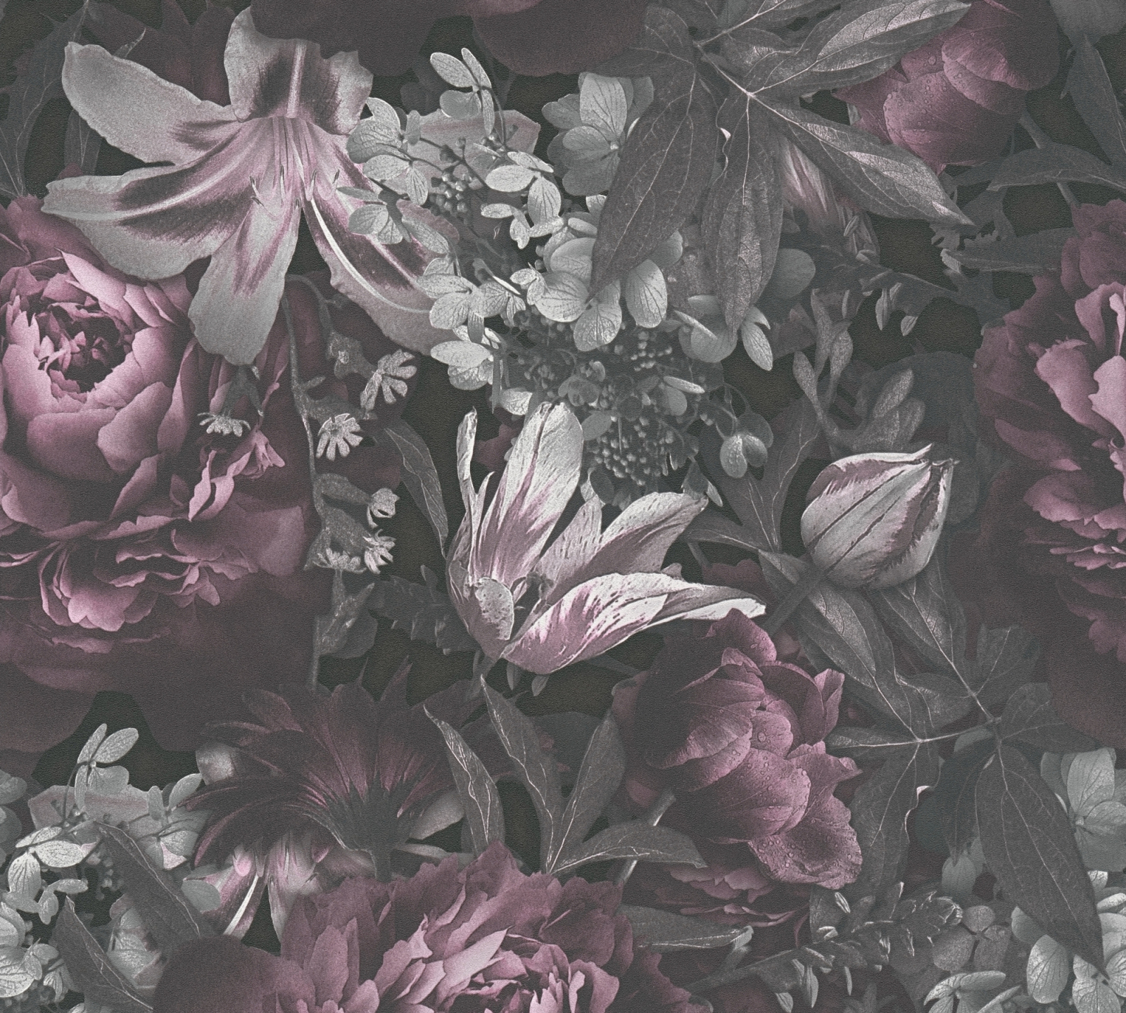 Vliestapete PINTWALLS - Floral - rosa-grau - 10 Meter