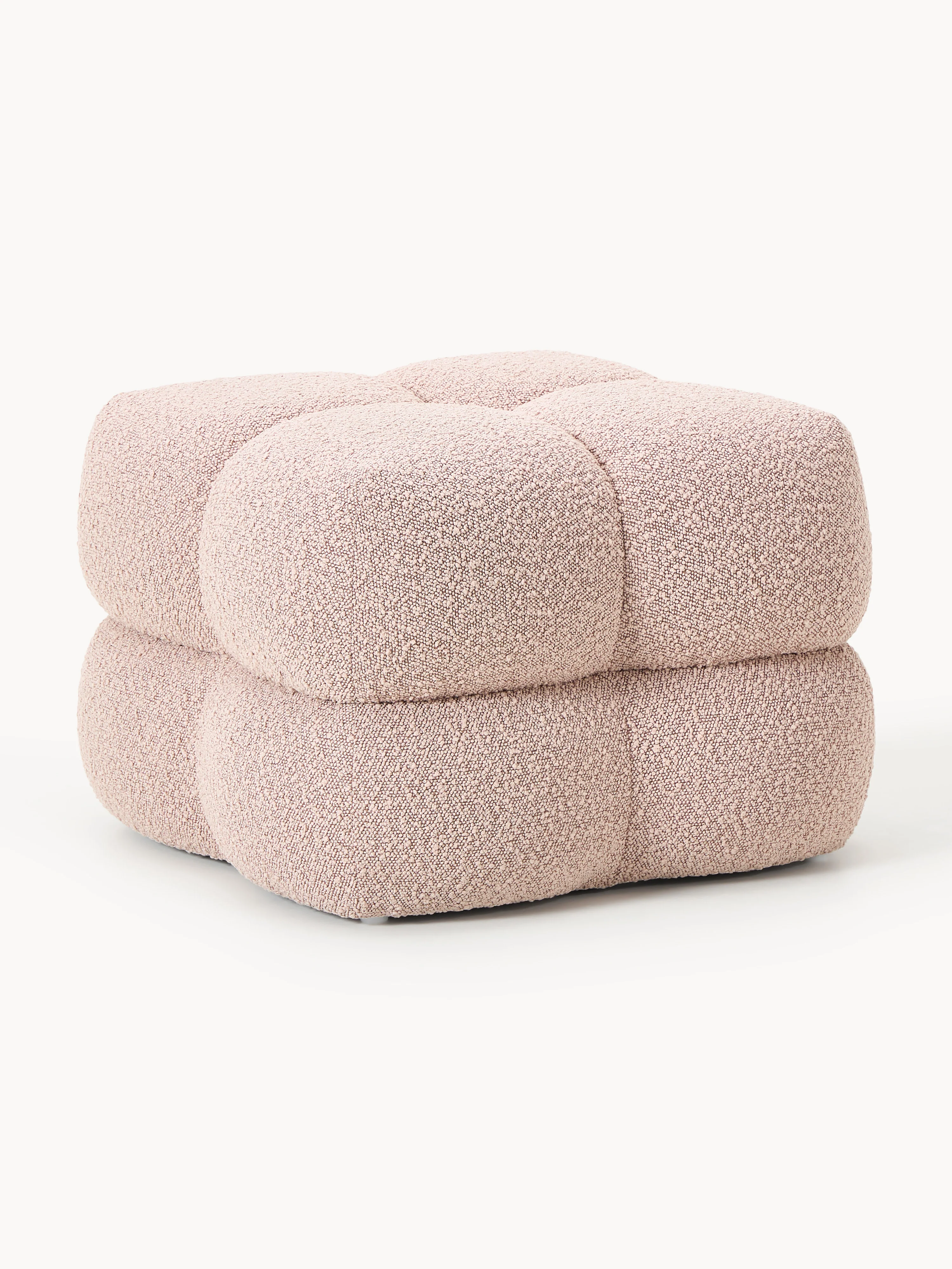 Bouclé gestoffeerde poef Ellie