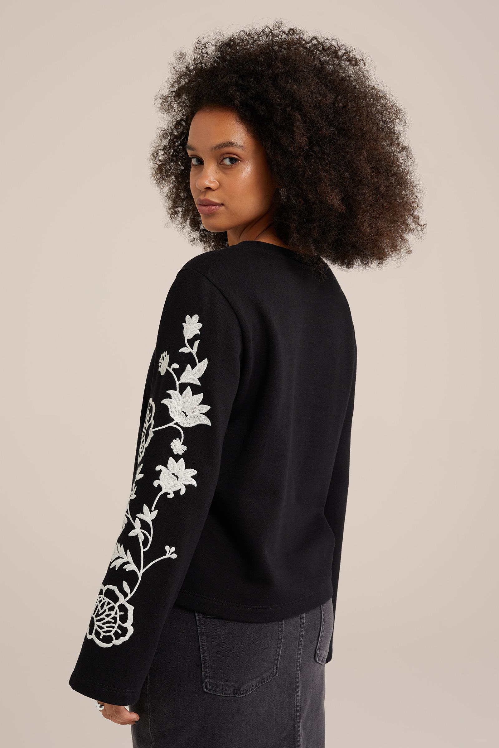 sweater met embroidery WE Fashion Zwart