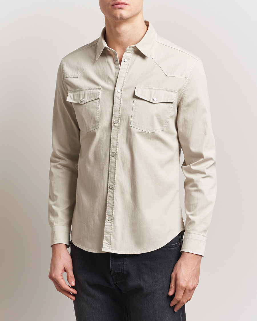 Dondup Slim Fit Pocket Denim Shirt Ecru