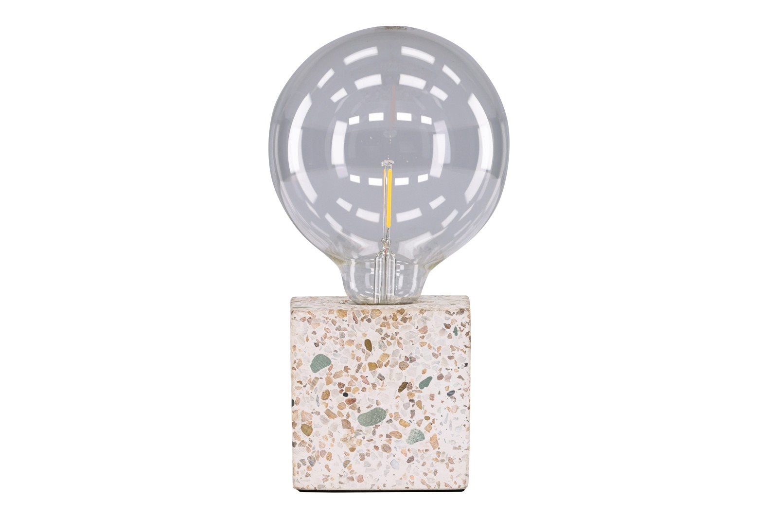 Rilche bordlampe Grå fot med klart glass