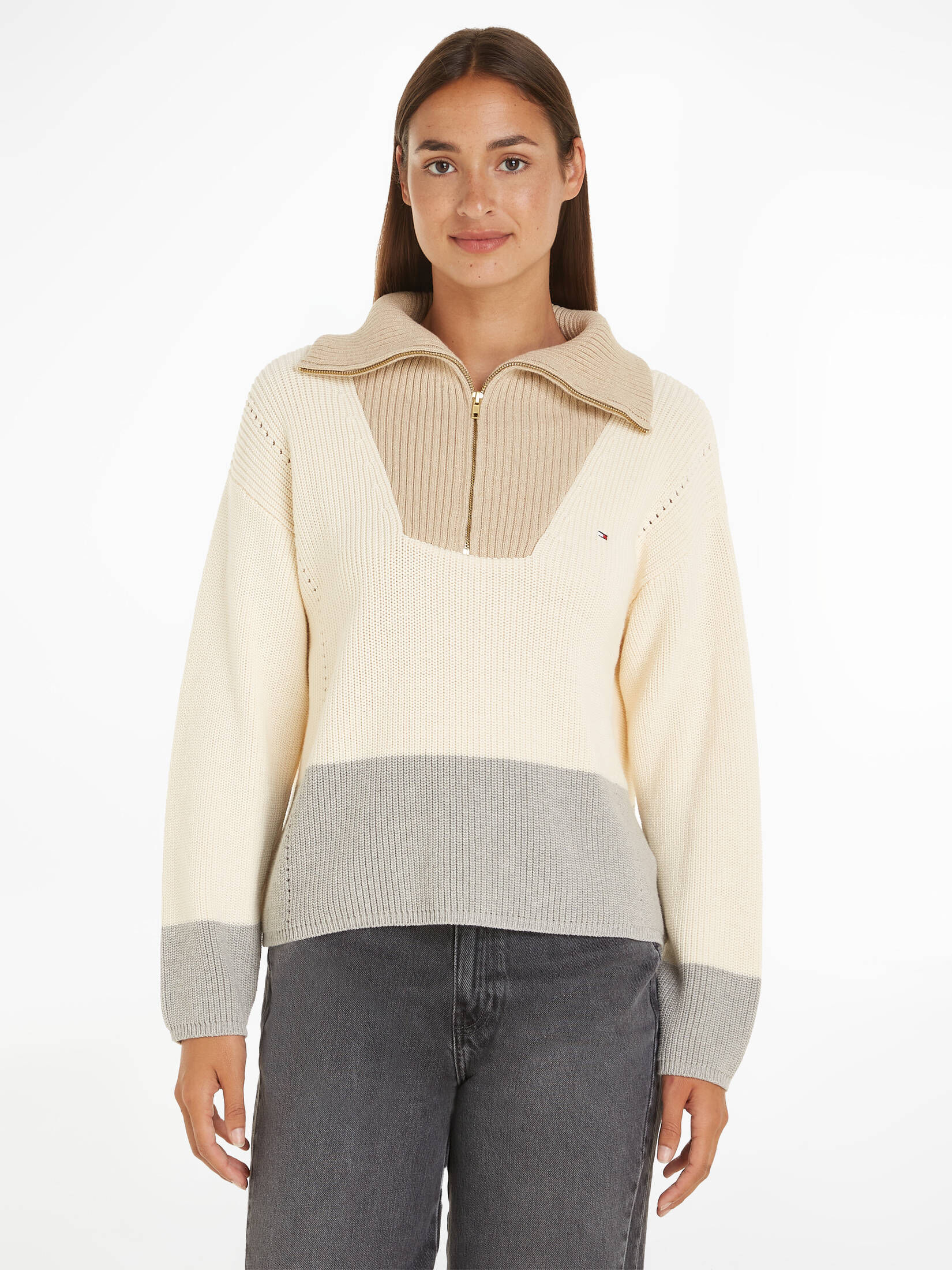 Tommy Hilfiger| Damen Troyer CO CARDI STITCH 1/2 ZIP SWT