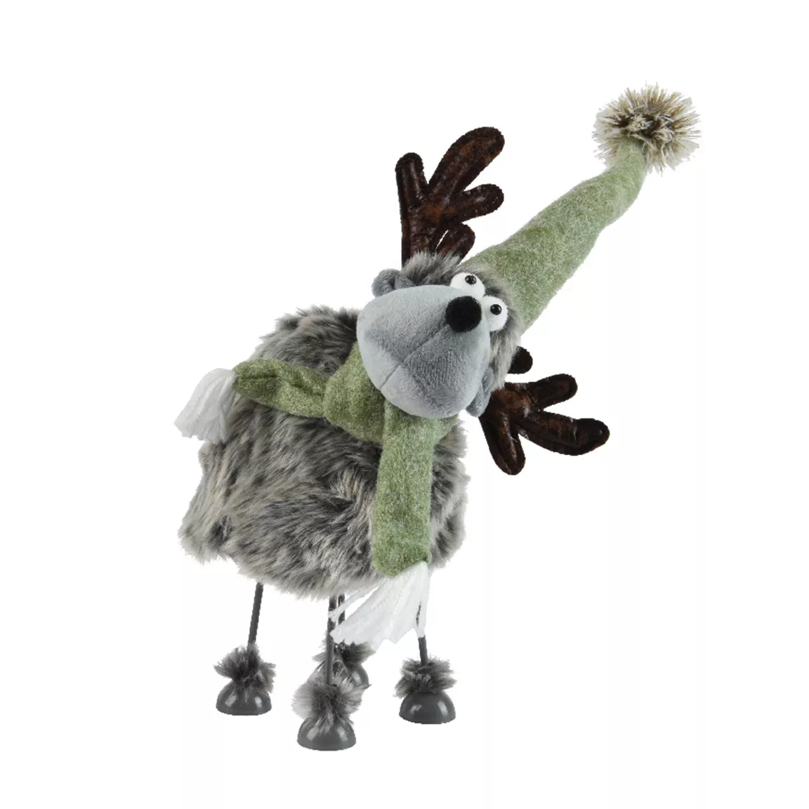 Renne de Noël déco (H40 cm) Quésaco Vert menthe blanche