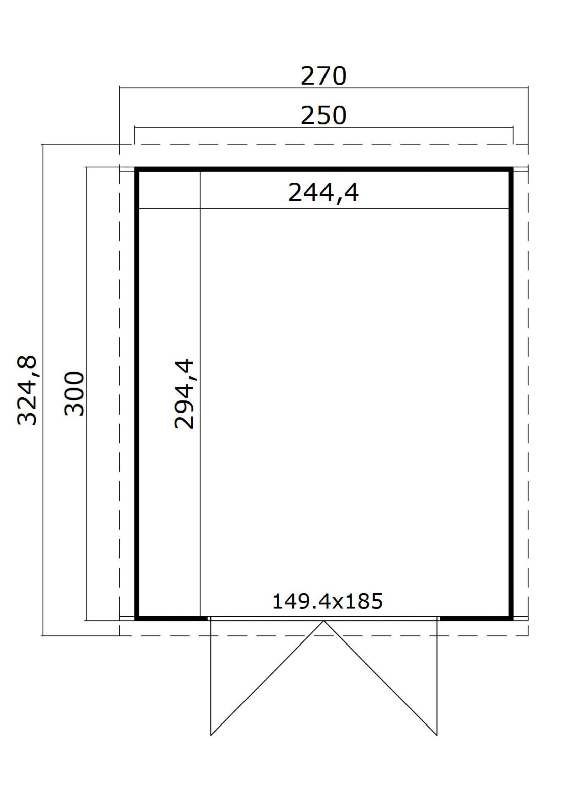 Gartenhaus ZAMBEZI 5 - schwedenrot - Fichte massiv - 250x300 cm