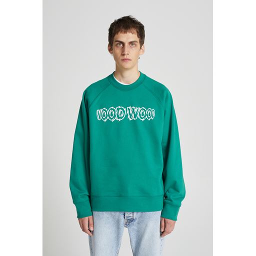 Wood Wood Hester Shatter Logo Sweatshirt, Bright Green, L
