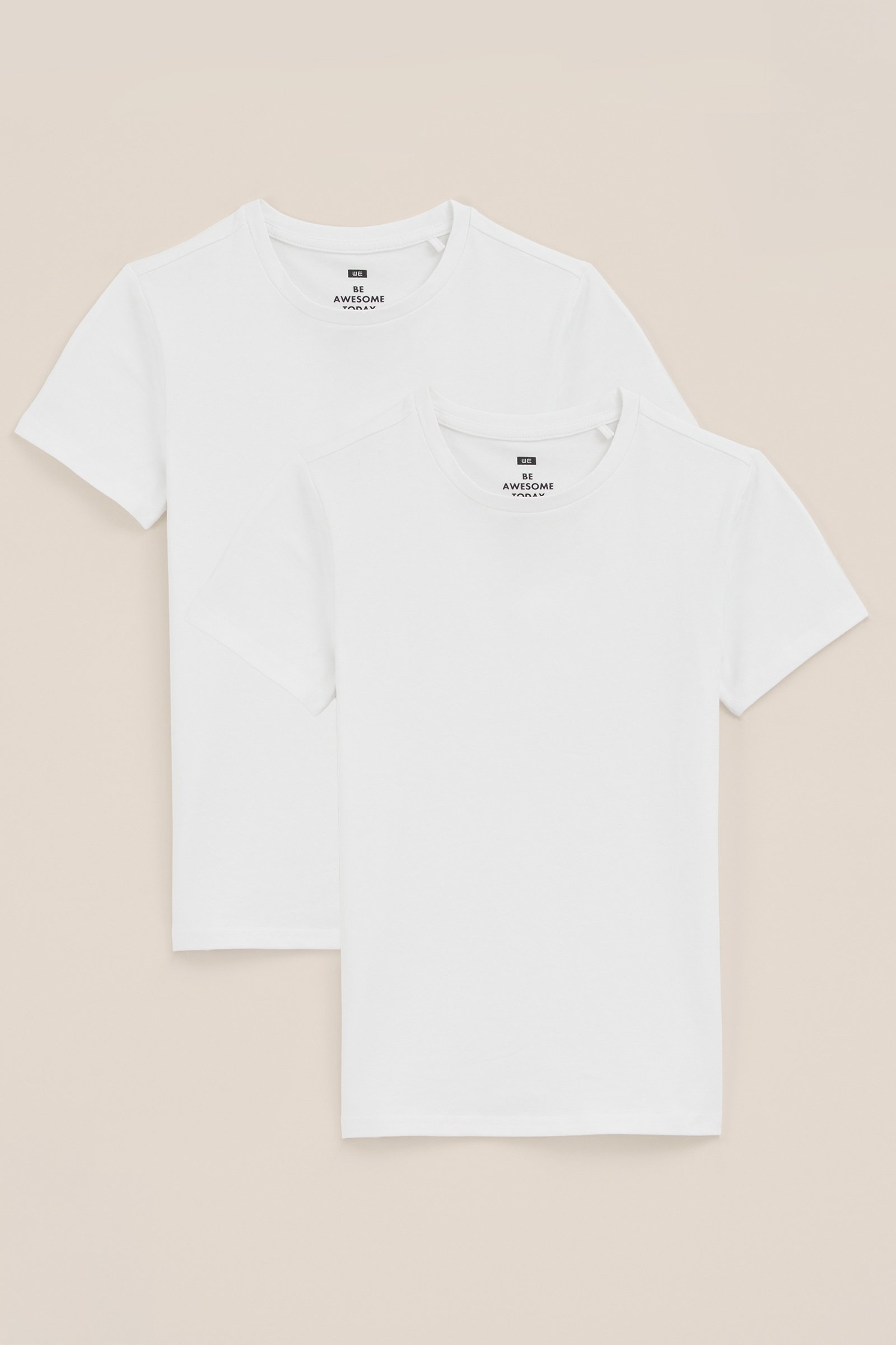 Jongens basic T-shirt met ronde hals, 2-pack WE Fashion Wit