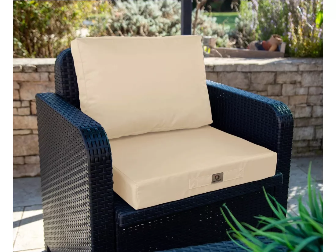 Coussins pour salon de jardin déhoussable 50x50cm Beige
