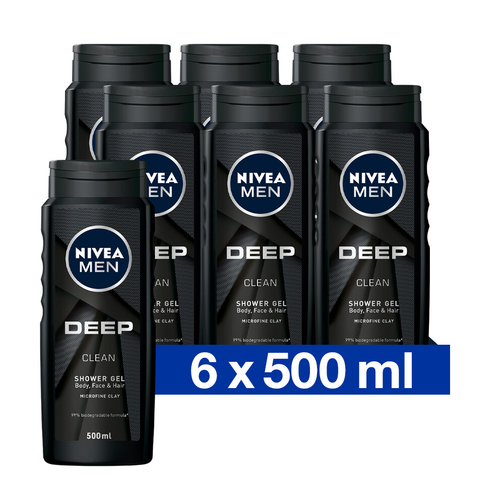 6x Nivea Men Douchegel Deep Clean500 ml