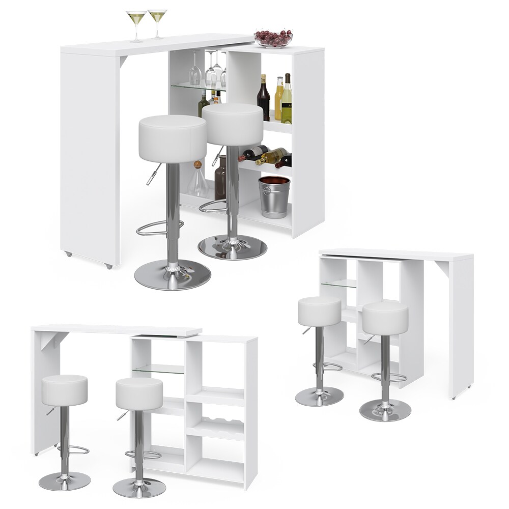 VICCO Bartisch VEGA Weiß Bartresen Stehtisch Tisch Tresentisch Bistrotisch Küche inkl. Barhocker