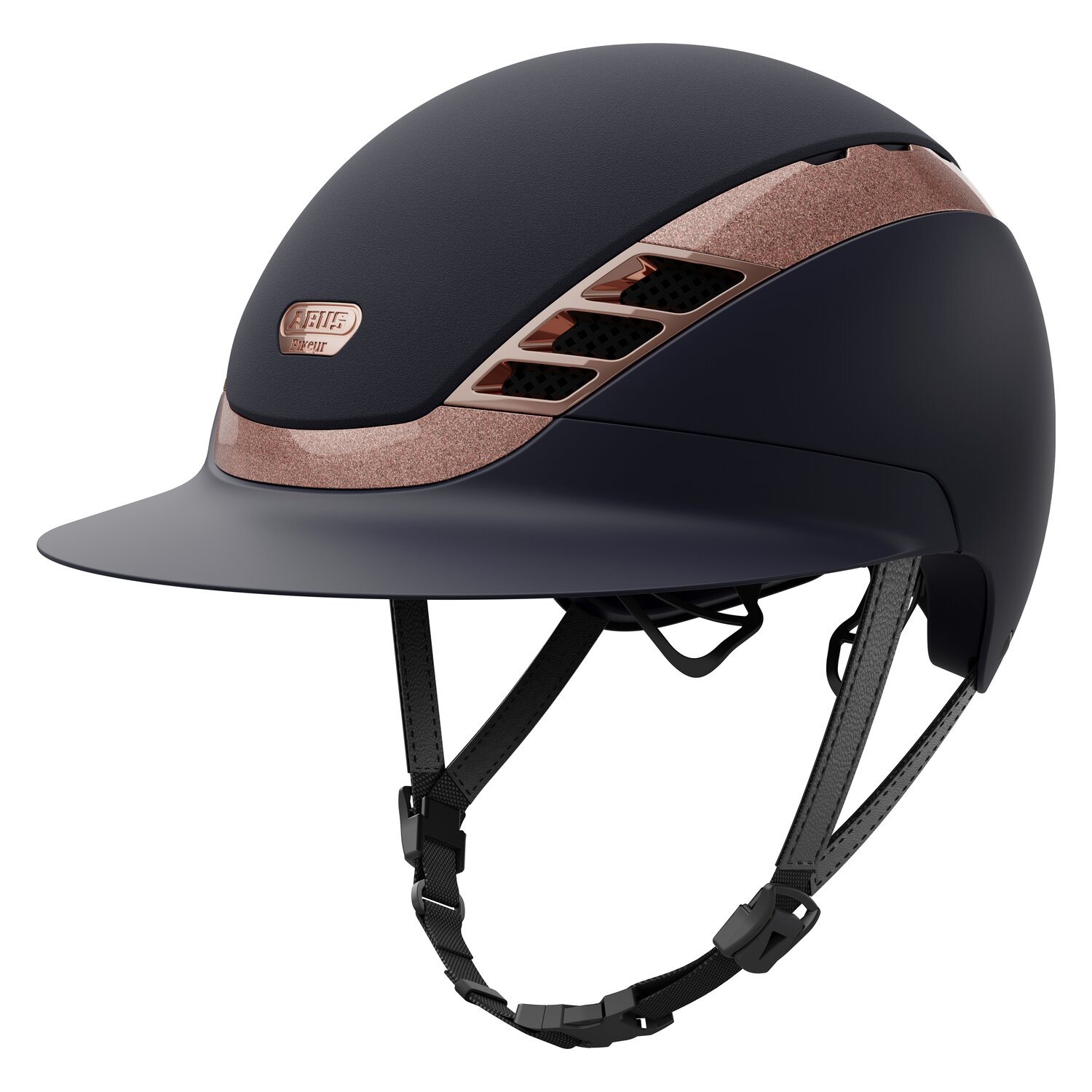 ABUS PIKEUR Reithelm AirLuxe Supreme Lady Vizor  - midnightblue/roségold