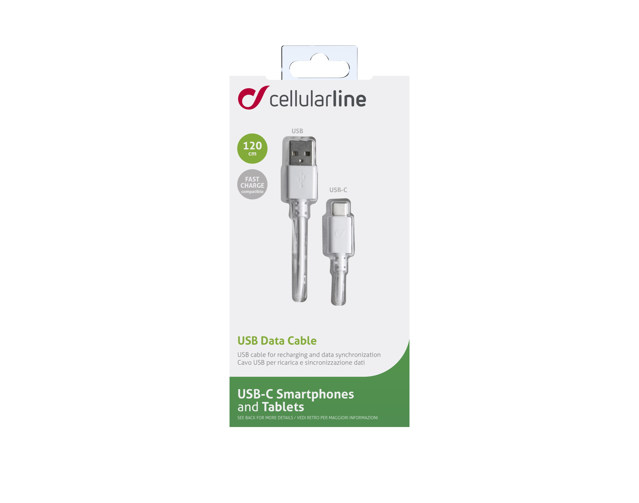 CABO USB TYPE C CELLULARLINE BRANCO 1.2M