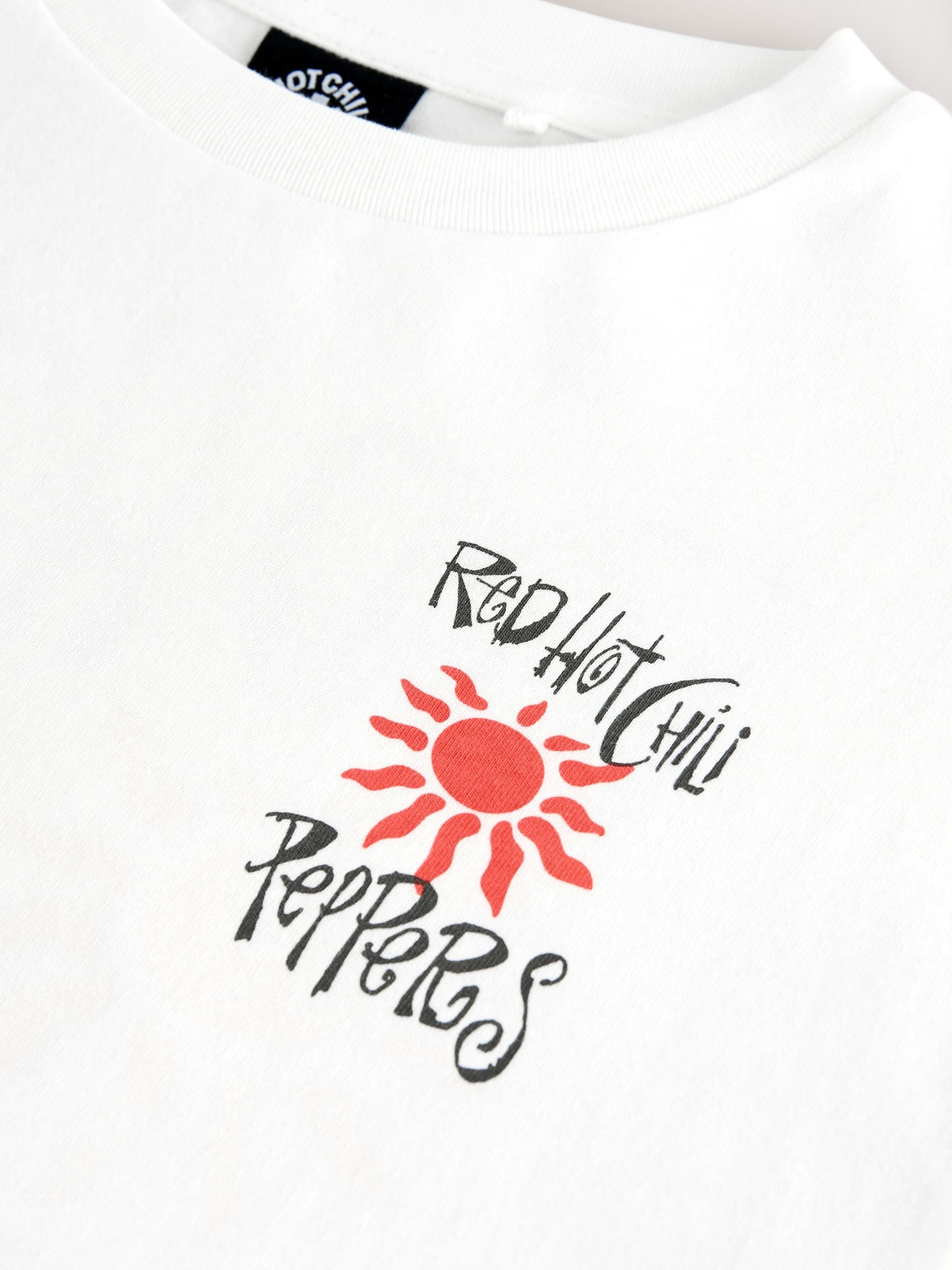 Wit - Oversized Rood Hot Chili Peppers Band T-shirt (3-16jaar)