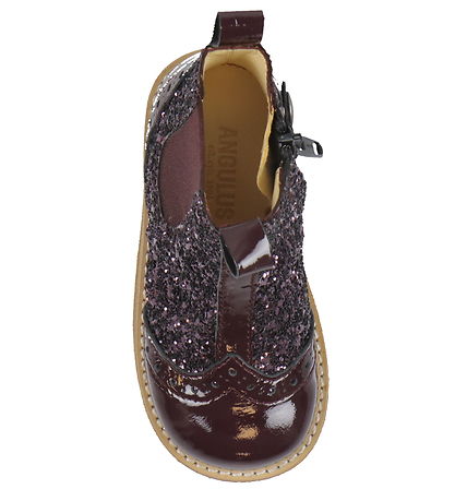 Angulus Stiefel - Chelsea - Aubergine m. Glitter
