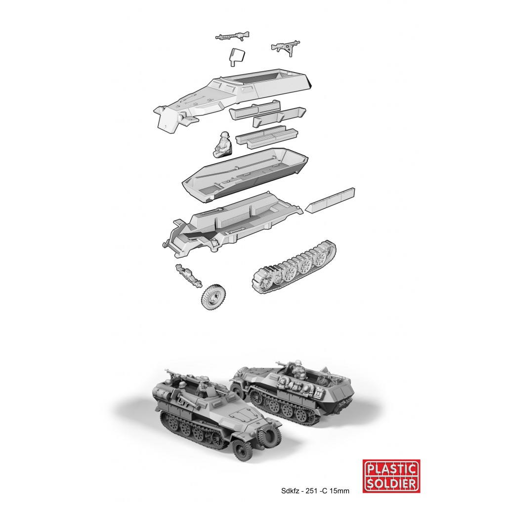 15mm WW2 German SdKfz 251 Ausf C Halftrack