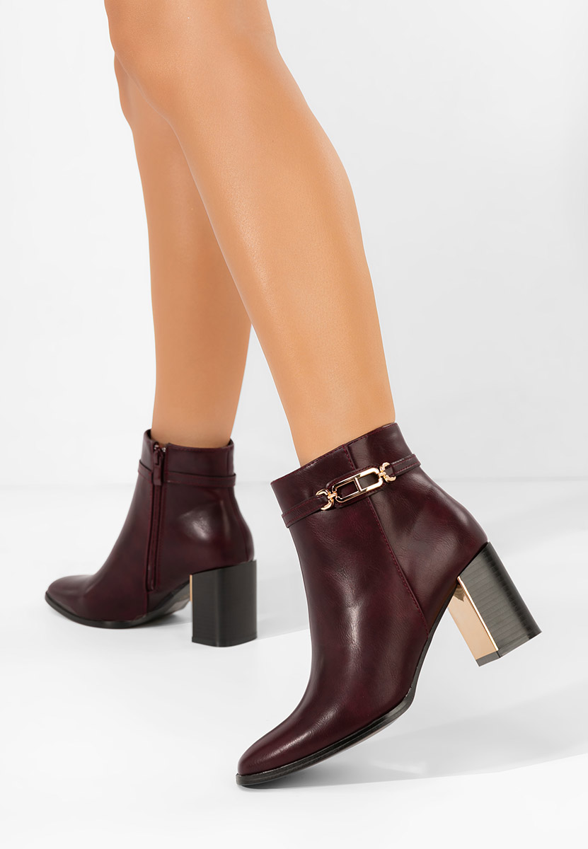 Bottines à gros talon bordeaux Arletta