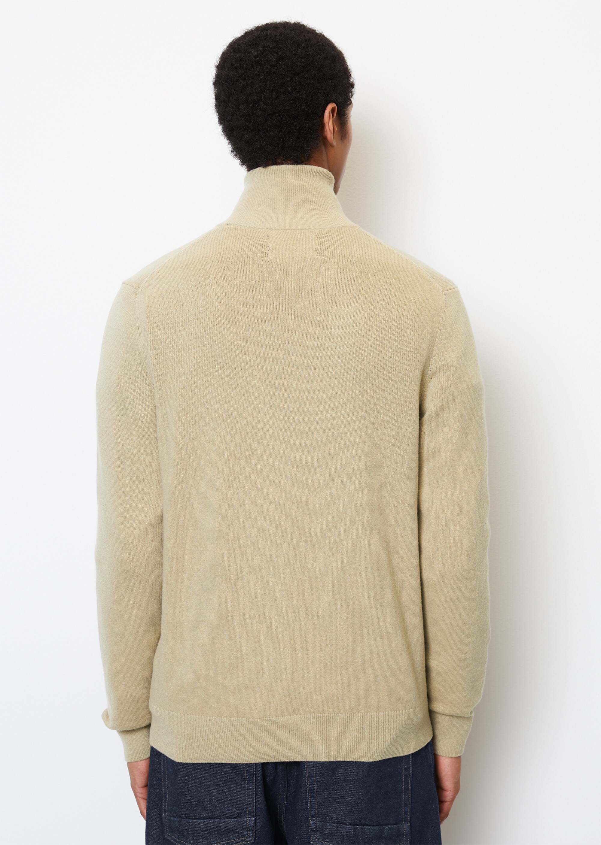 Zip-Cardigan regular aus softem Baumwolle-Schurwolle-Mix