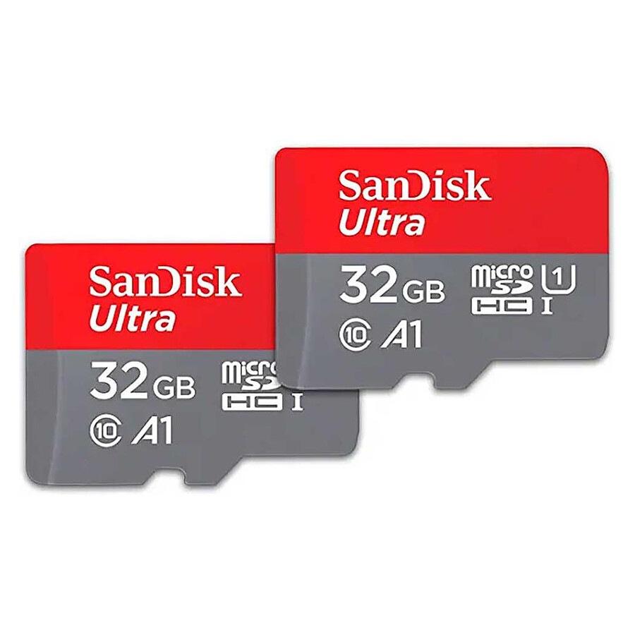 SanDisk Ultra microSDHC 32 Go (x2) + Adaptateur SD (SDSQUA4-032G-GN6MT)