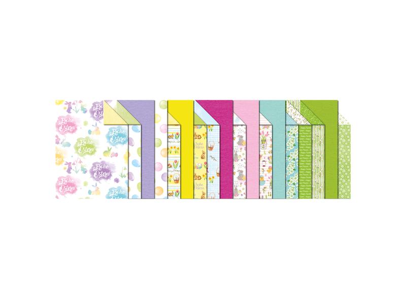 URSUS Bastelblock Ostern A4, 300 g/m², 18 Blatt Bastelpapier für Osterdeko