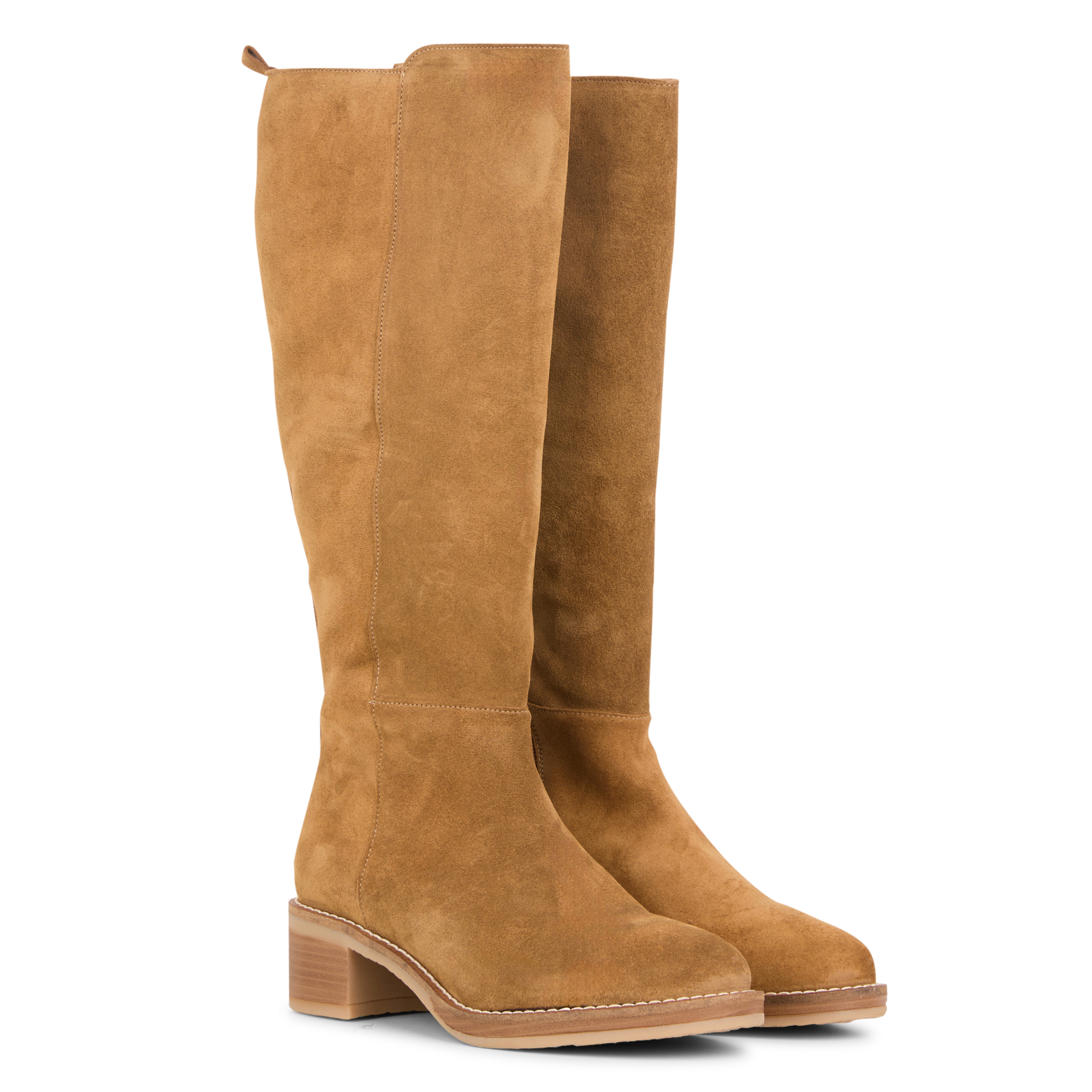 ASTRID - Bottes hautes en cuir velours | Marron