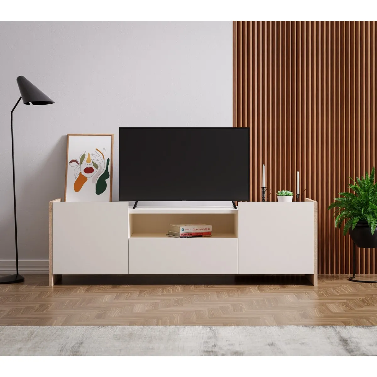 EPIKASA Meuble TV Cora 160 cm - Sonoma