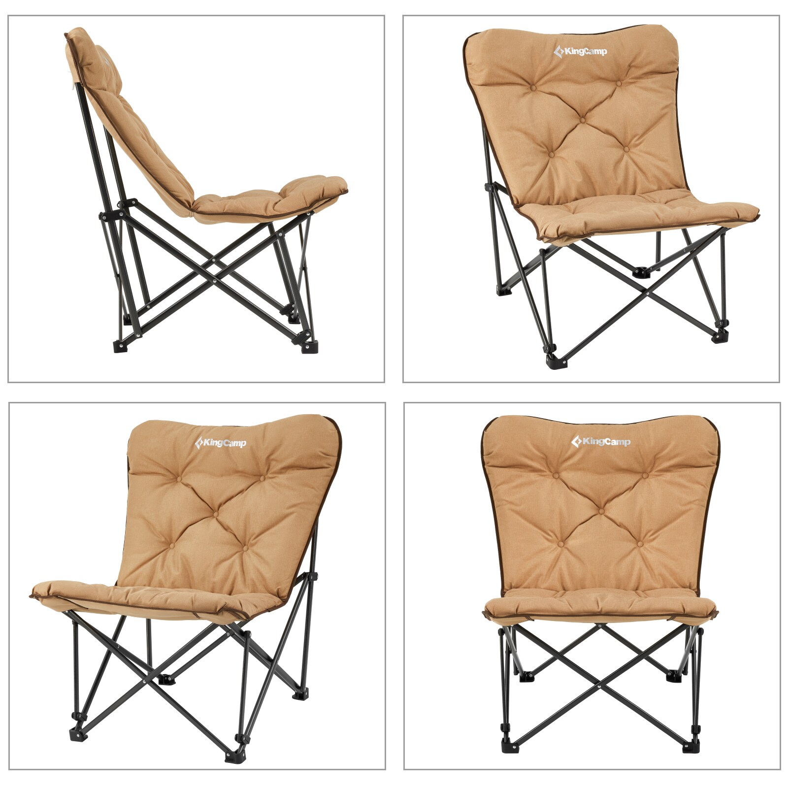 KINGCAMP Campingstuhl Lindon Relax Schmetterlingsstuhl Lounge Stuhl Stahl 136kg Farbe: beige