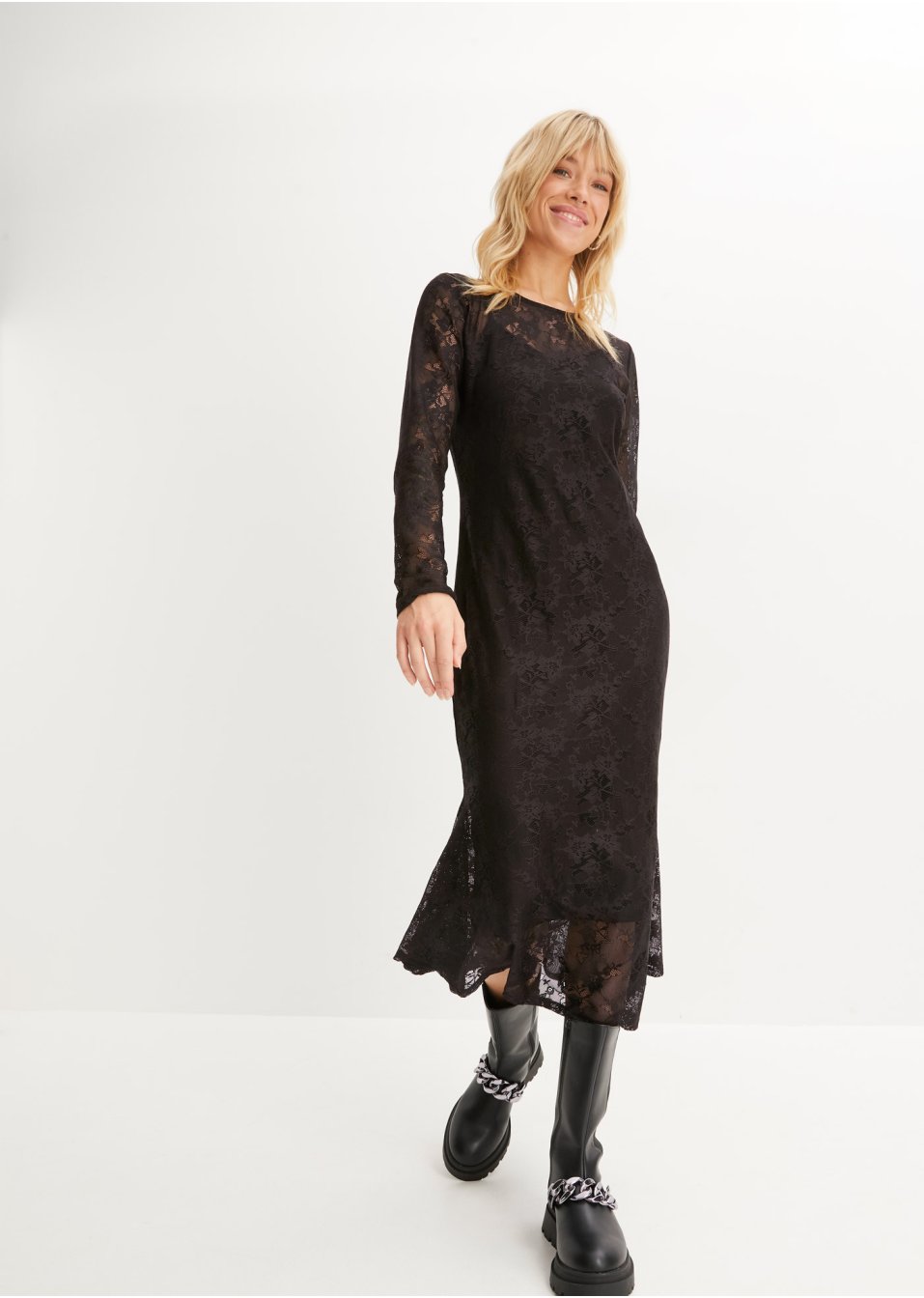 Robe midi en dentelle