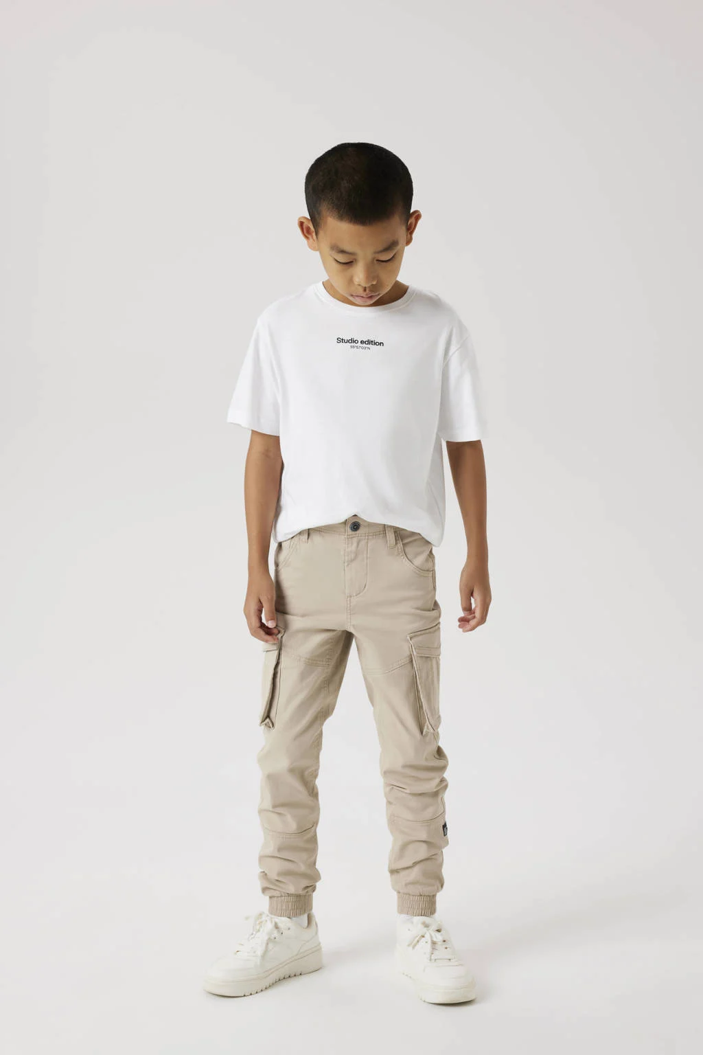 NAME IT regular fit cargo broekbeige