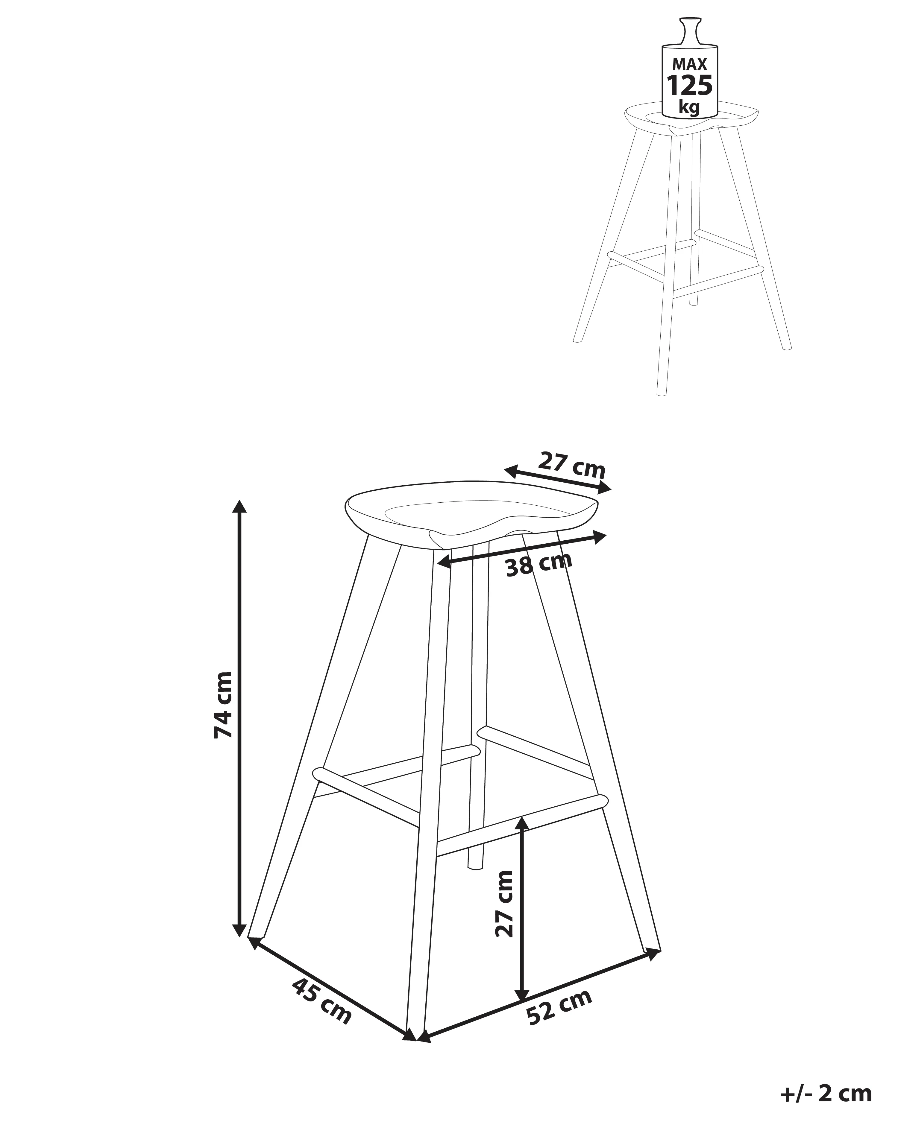 Set van 2 barkrukken CANDO Lichtbruin