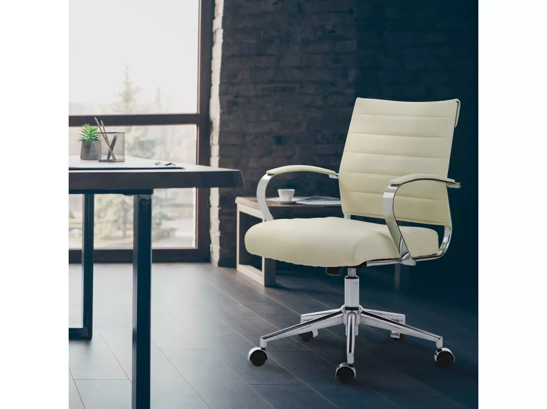 Chaise de bureau - Tissu - Crème - Oakland