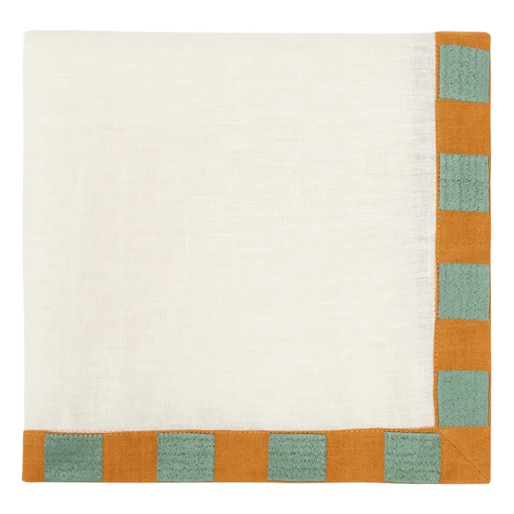 Tressé Serviette de table Damier en lin | Ecru