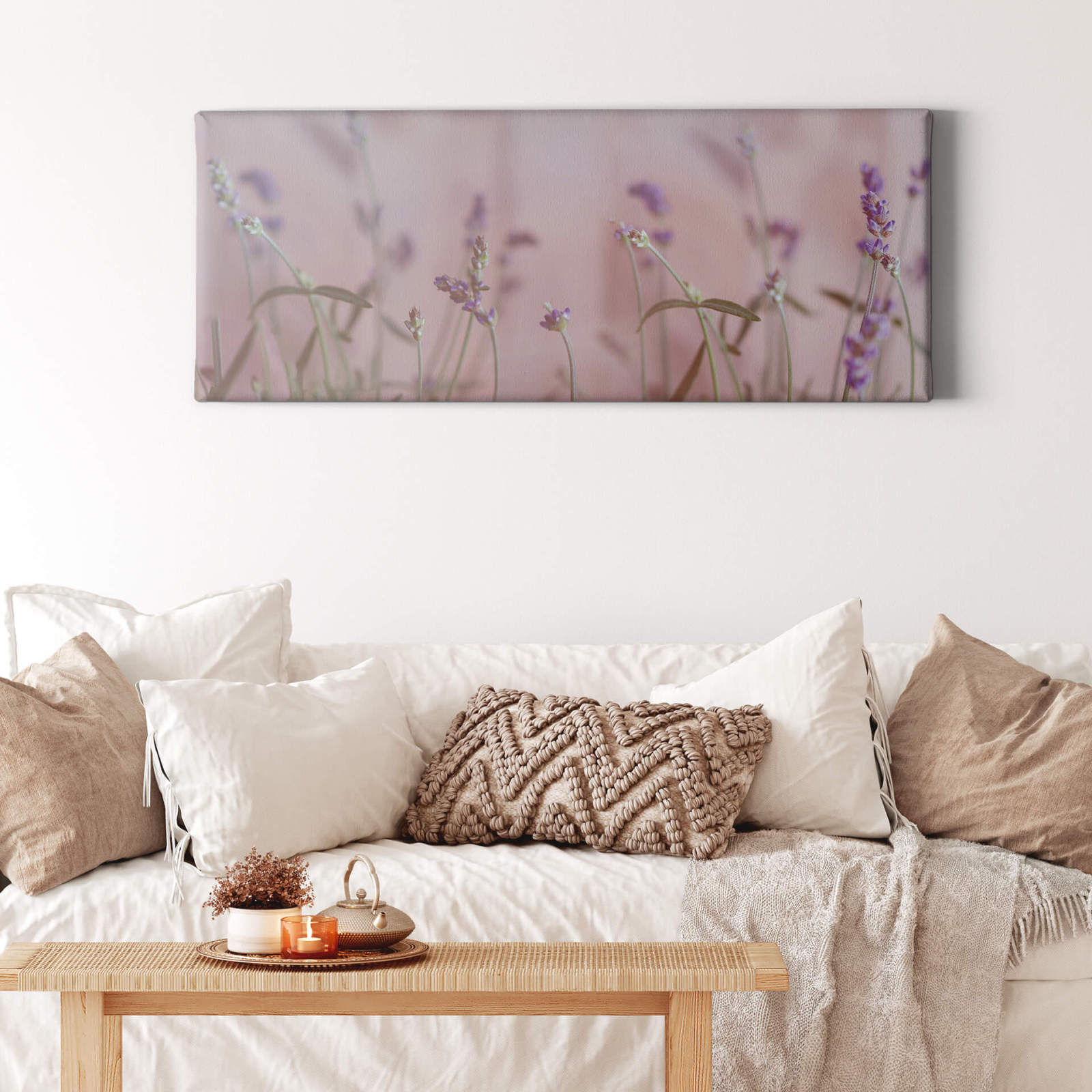 Leinwandbild LAVENDEL - lila-grau - 100x40 cm