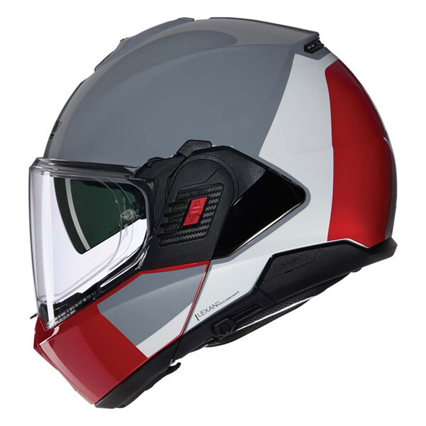Nolan - Casque N120-1 Grafo N-Com Gris / Blanc / Rouge / Brillant