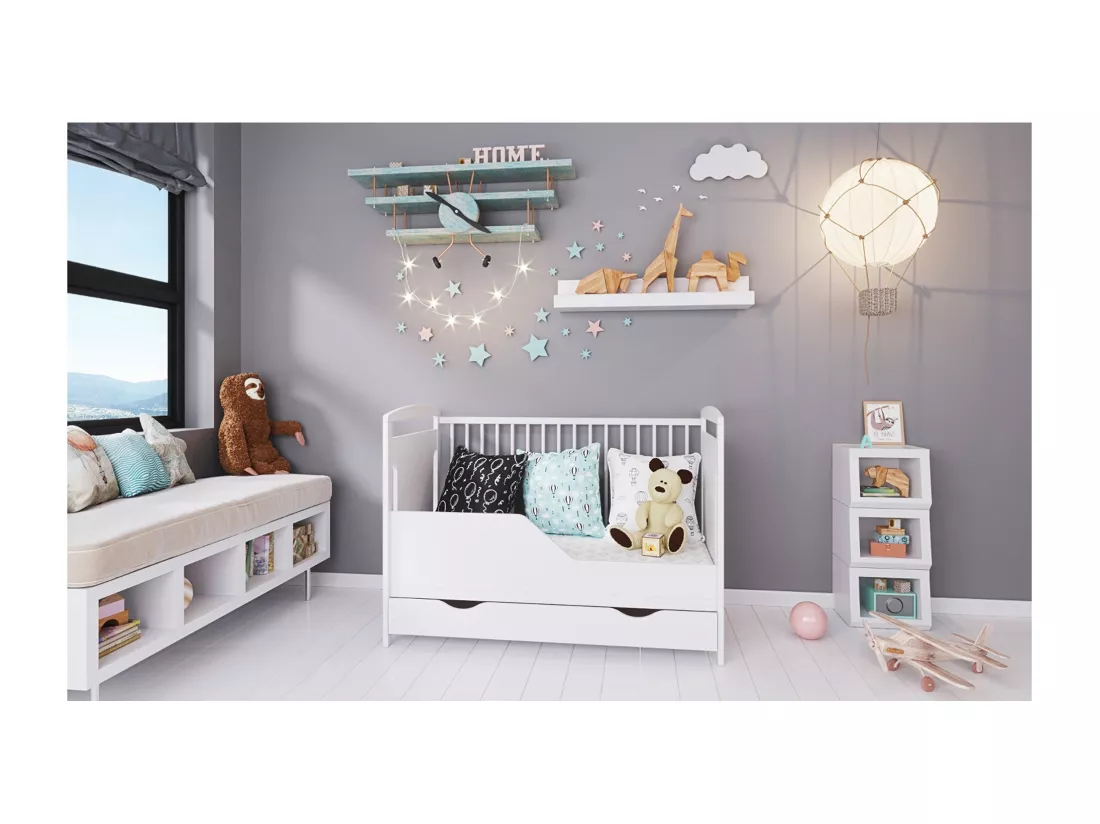 Lit bébé évolutif avec tiroir - ELINOR- 120x60 cm