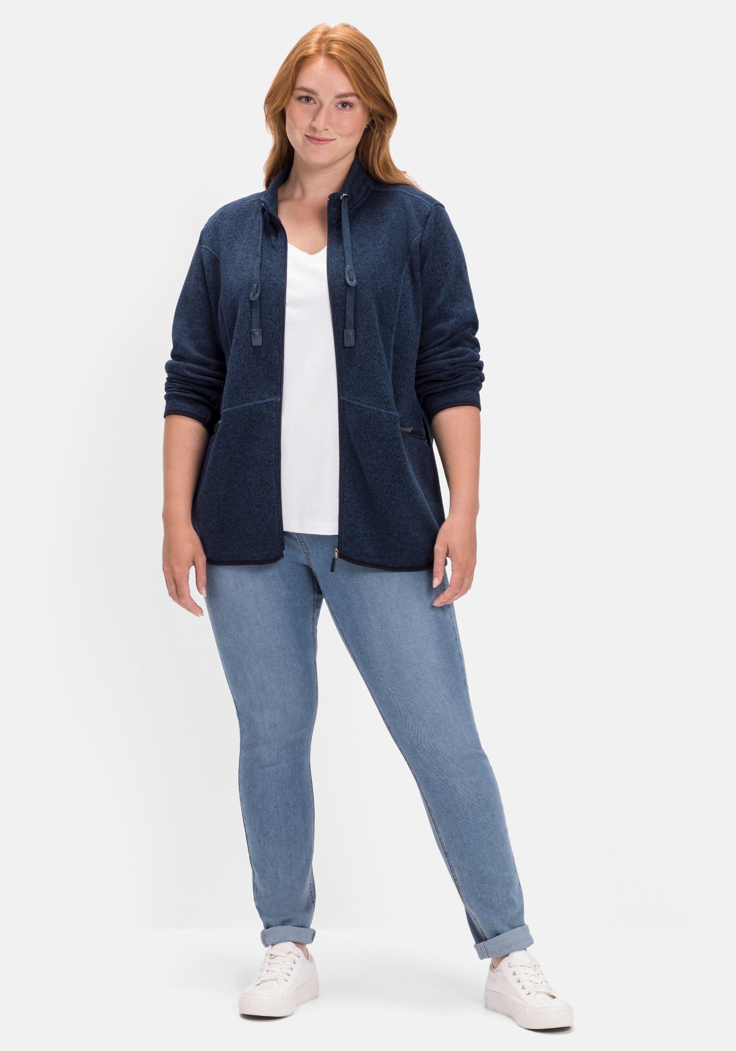 Strickfleecejacke mit Stehkragen