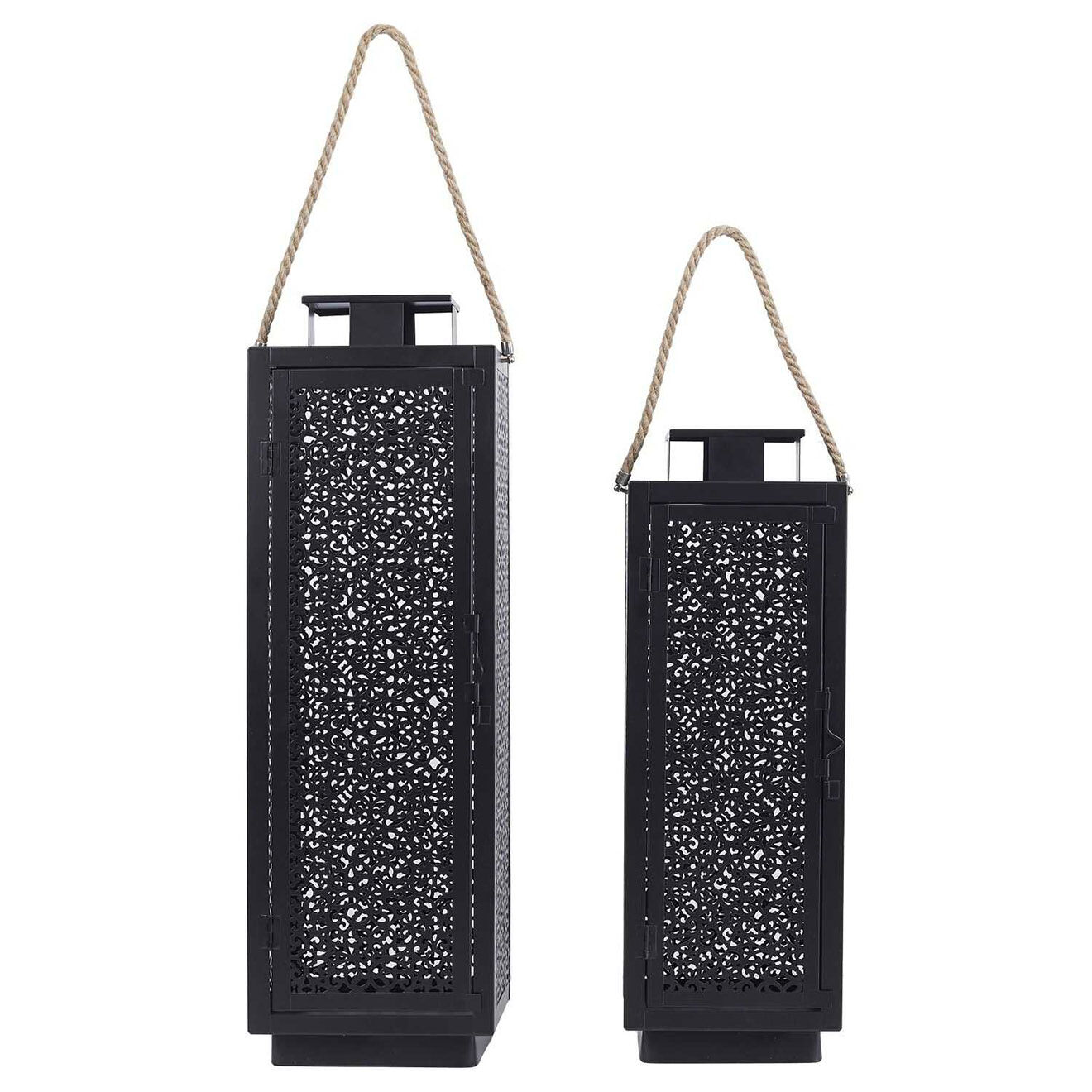 Home Deco Factory 2 Lanternes ajourées noires - 59x18 cm