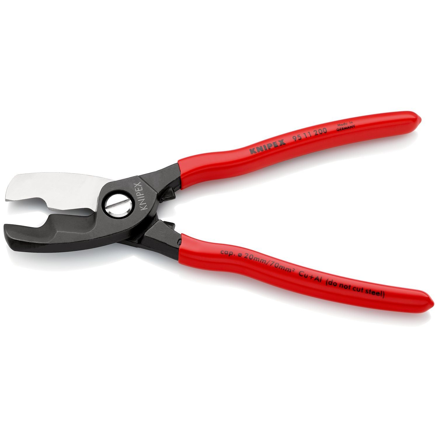 Knipex 95 11 200 Kabelschaar 200mm met dubbele snijkanten en kunststof grepen | geatramenteerd