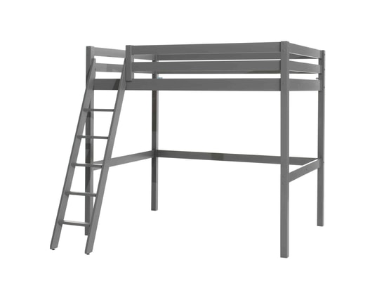 TERRE DE NUIT - Lit mezzanine en bois massif gris 140 x 200