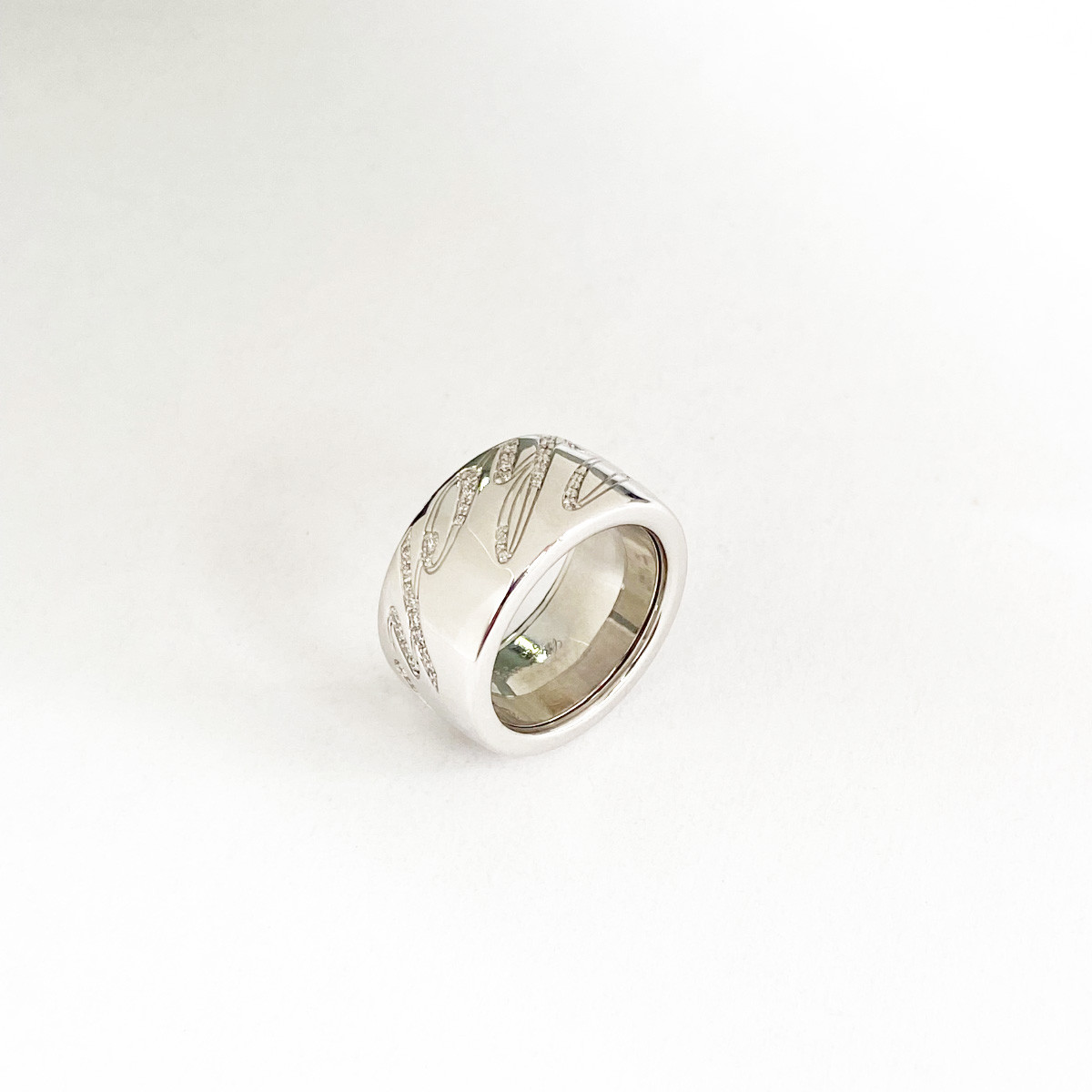 Bague tournante d'occasion or 750 blanc diamant chopard